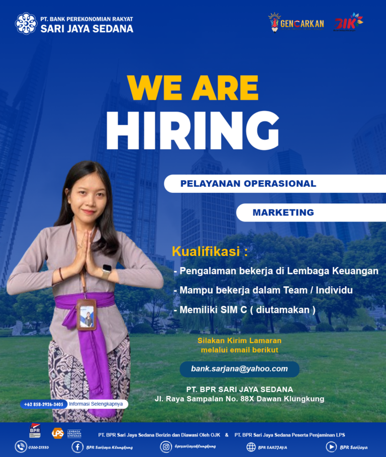 Lowongan Pekerjaan BPR Sari Jaya Sedana
